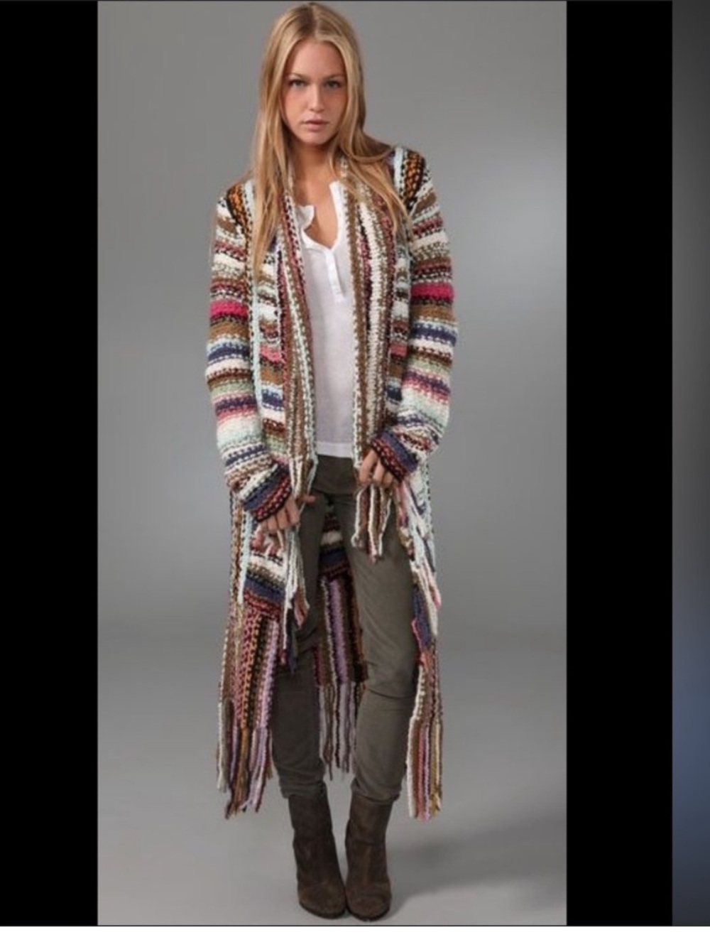 Rare Free People Technicolor Dreamcoat cardigan duster S
